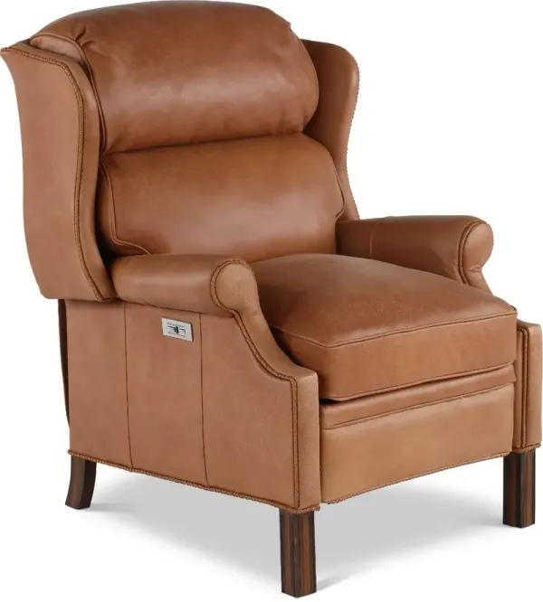 Oxford Camel Brown High-Leg Power Recliner