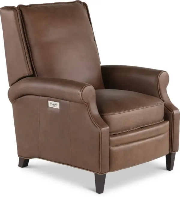 Magazine Chocolate Brown High-Leg Power Recliner