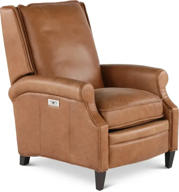 Magazine Saddle Brown High-Leg Power Recliner