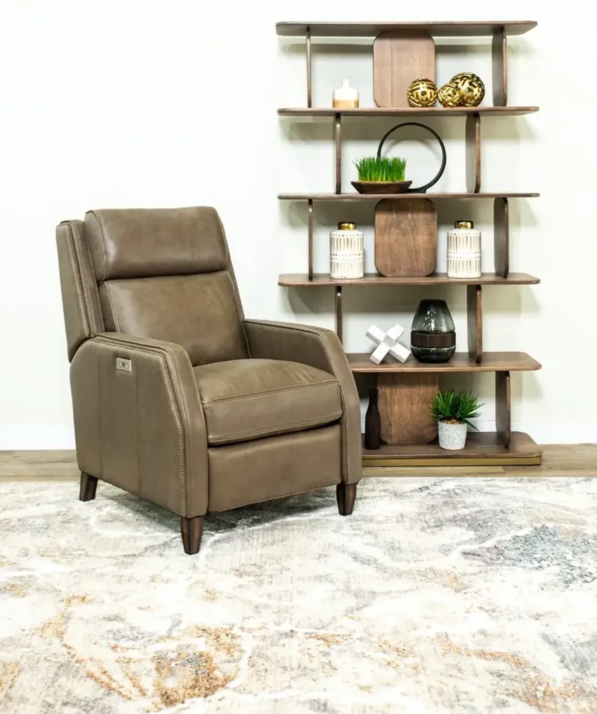 Bourbon Street Seal Dark Brown Leather Power Recliner