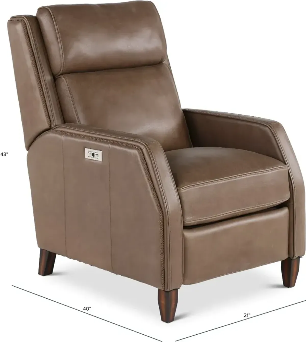 Bourbon Street Seal Dark Brown Leather Power Recliner