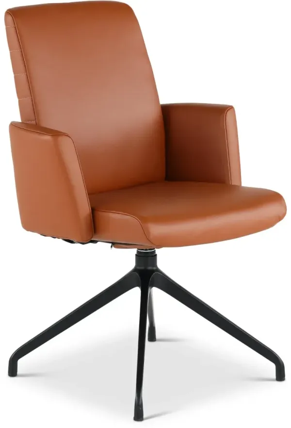 Hygge Brown Leather Swivel Dining Arm Chair