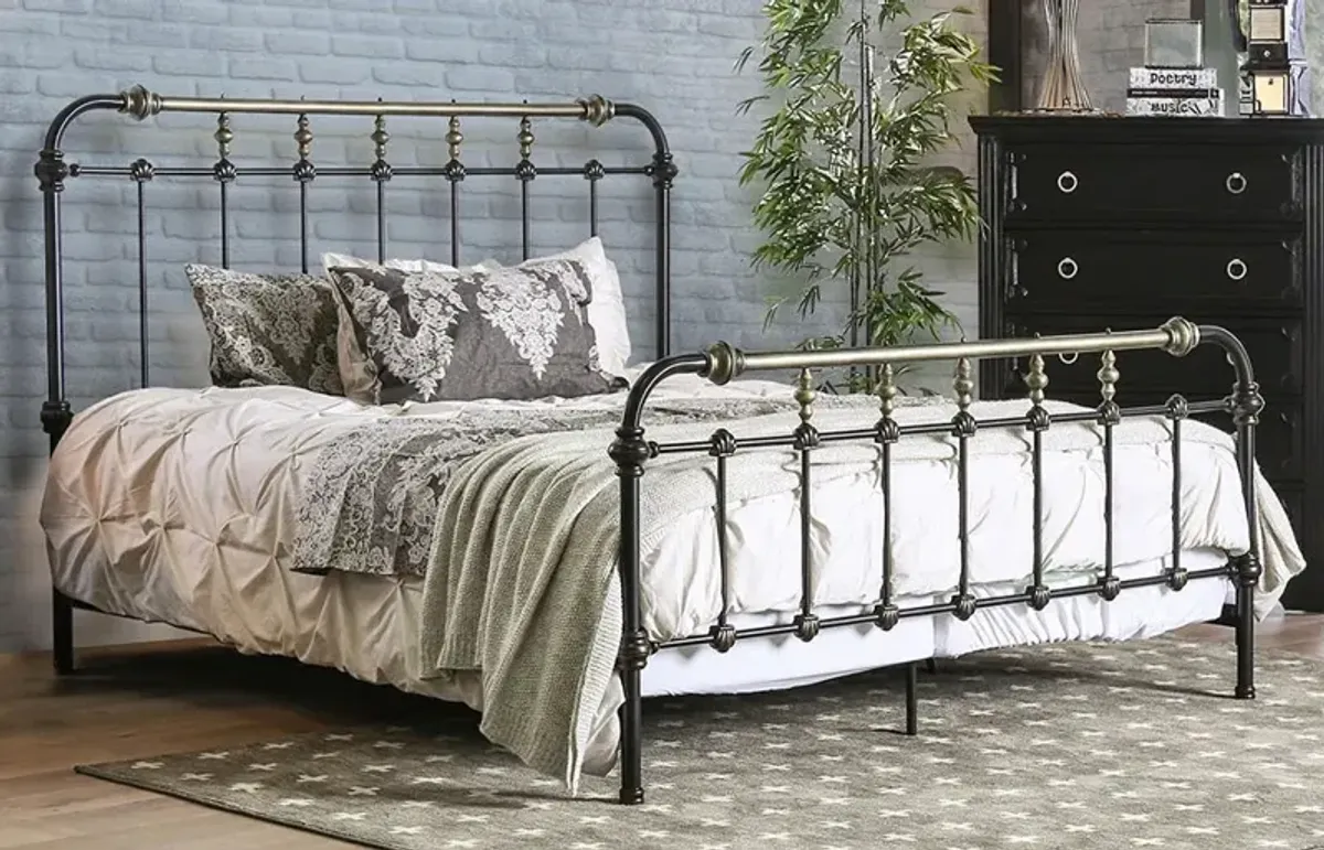 Riana Antique Black King Metal Bed