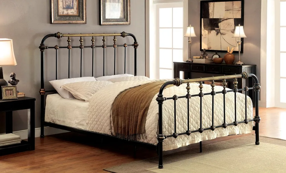 Riana Antique Black Twin Metal Bed