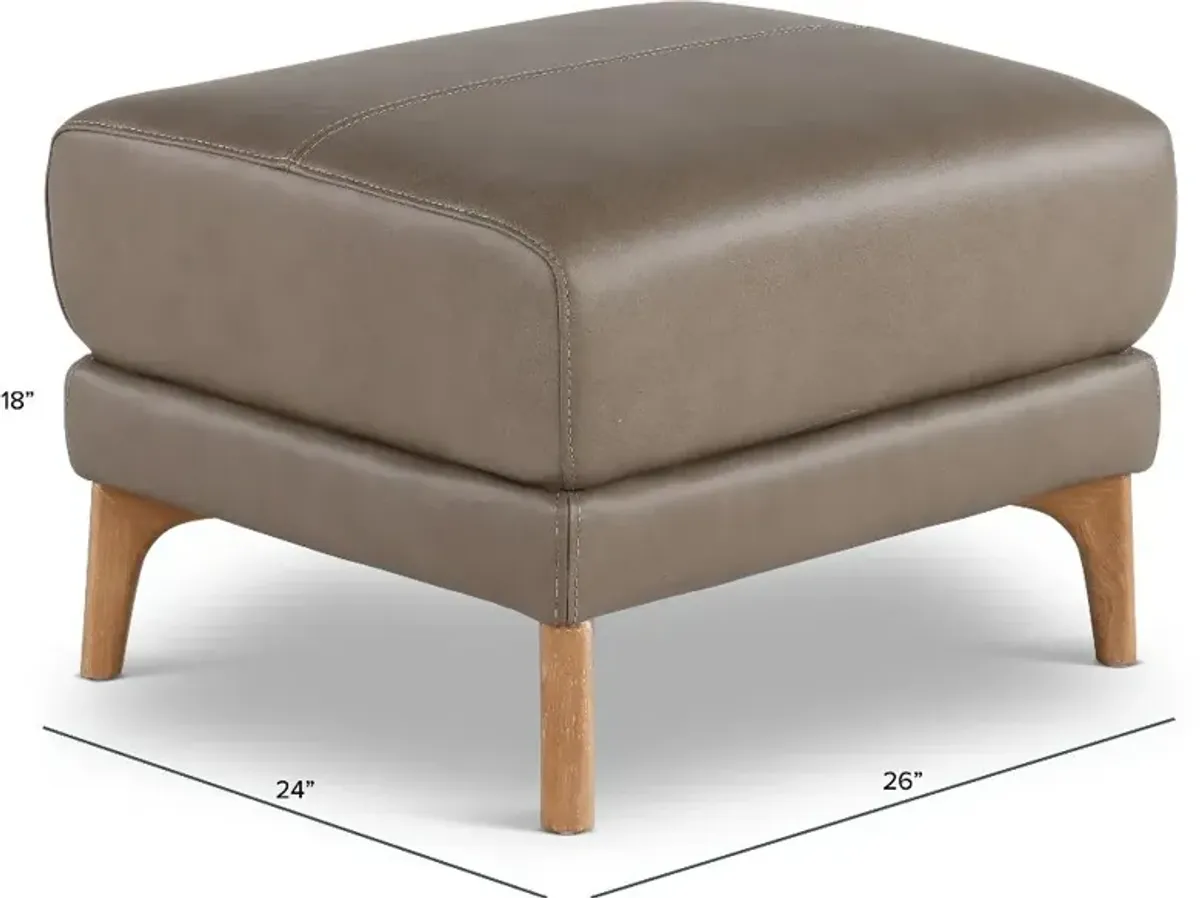 Yeti Mushroom Brown Leather Ottoman