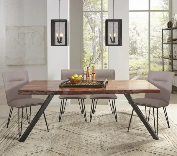 Reese Natural Acacia and Taupe 5 Piece Dining Set