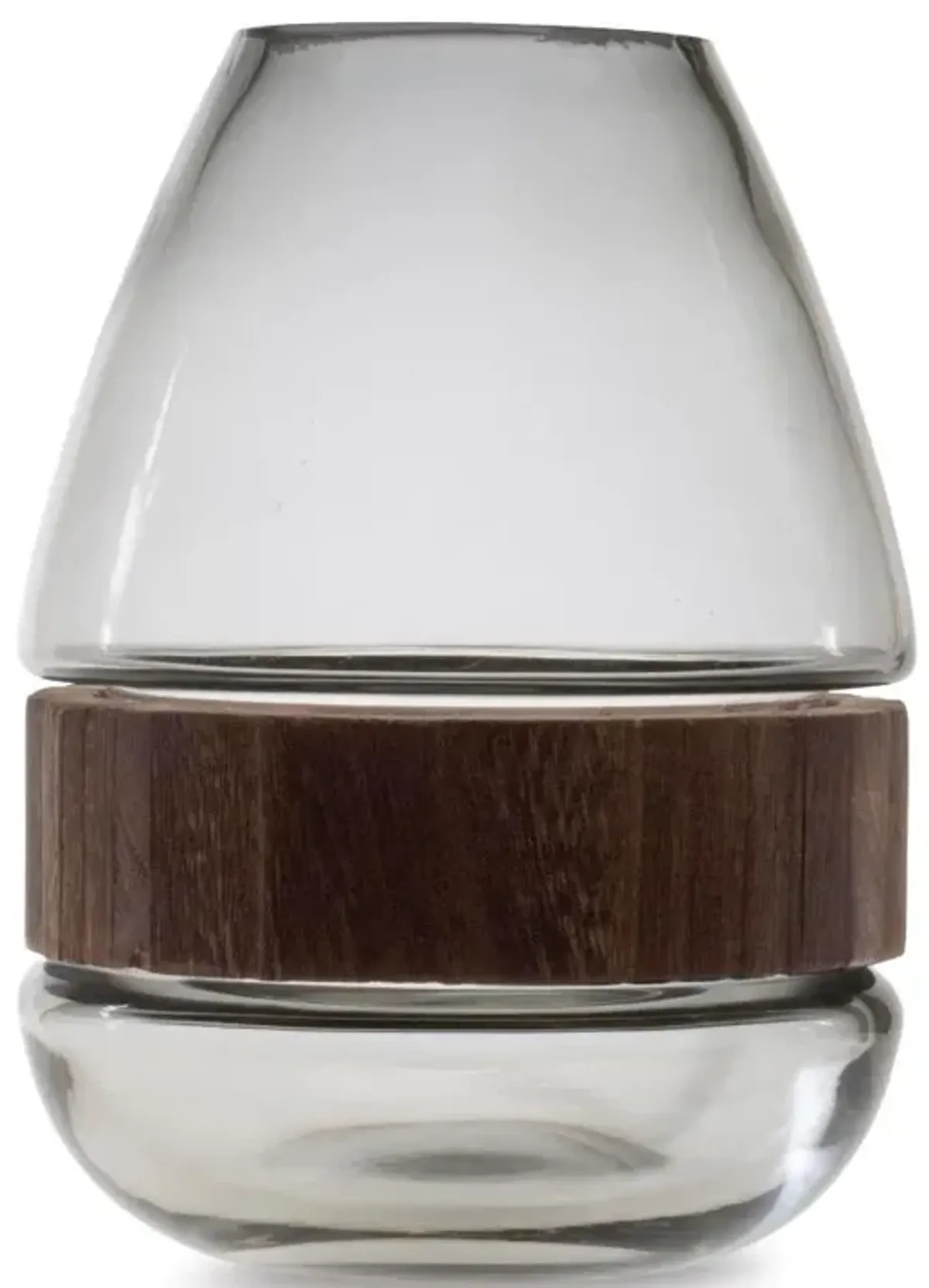 7.5" Glass and Wood Vase