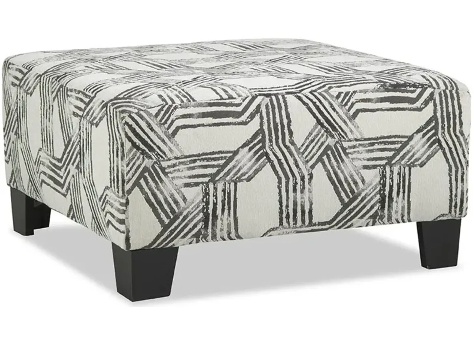 Fandango Slate Gray and White Ottoman