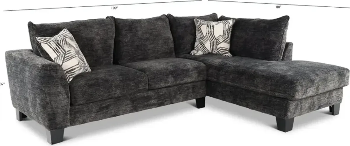 Fandango Charcoal Gray 2 Piece Sectional