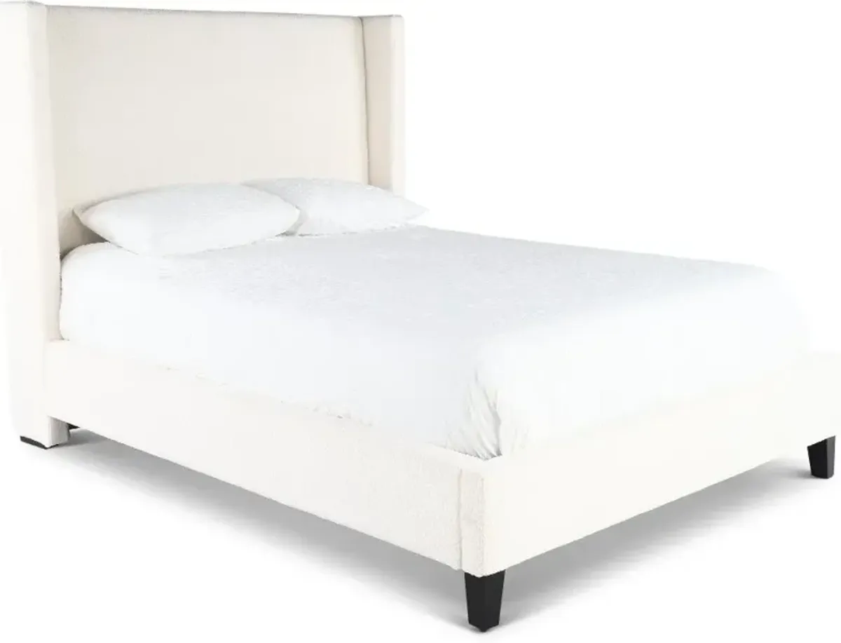 Angel Ivory White Queen Upholstered Bed