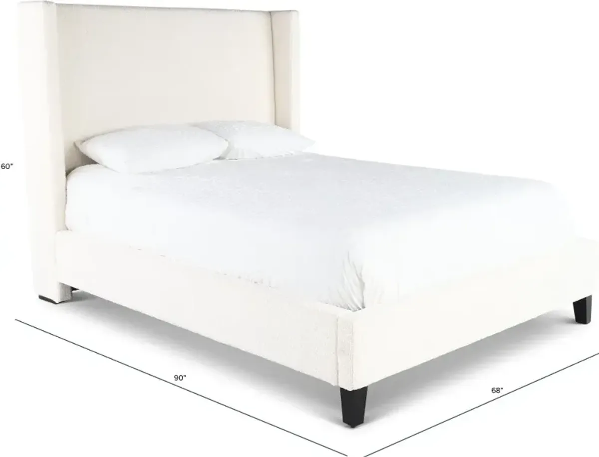 Angel Ivory White Queen Upholstered Bed