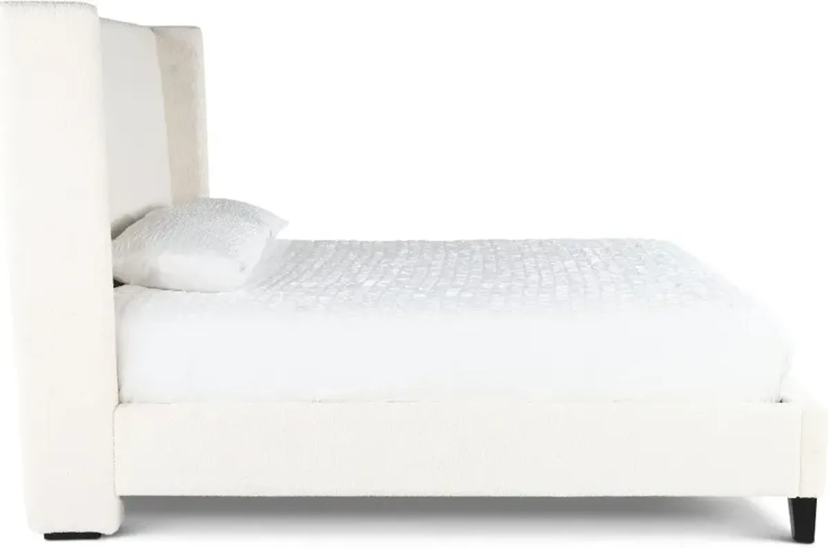 Angel Ivory White Queen Upholstered Bed