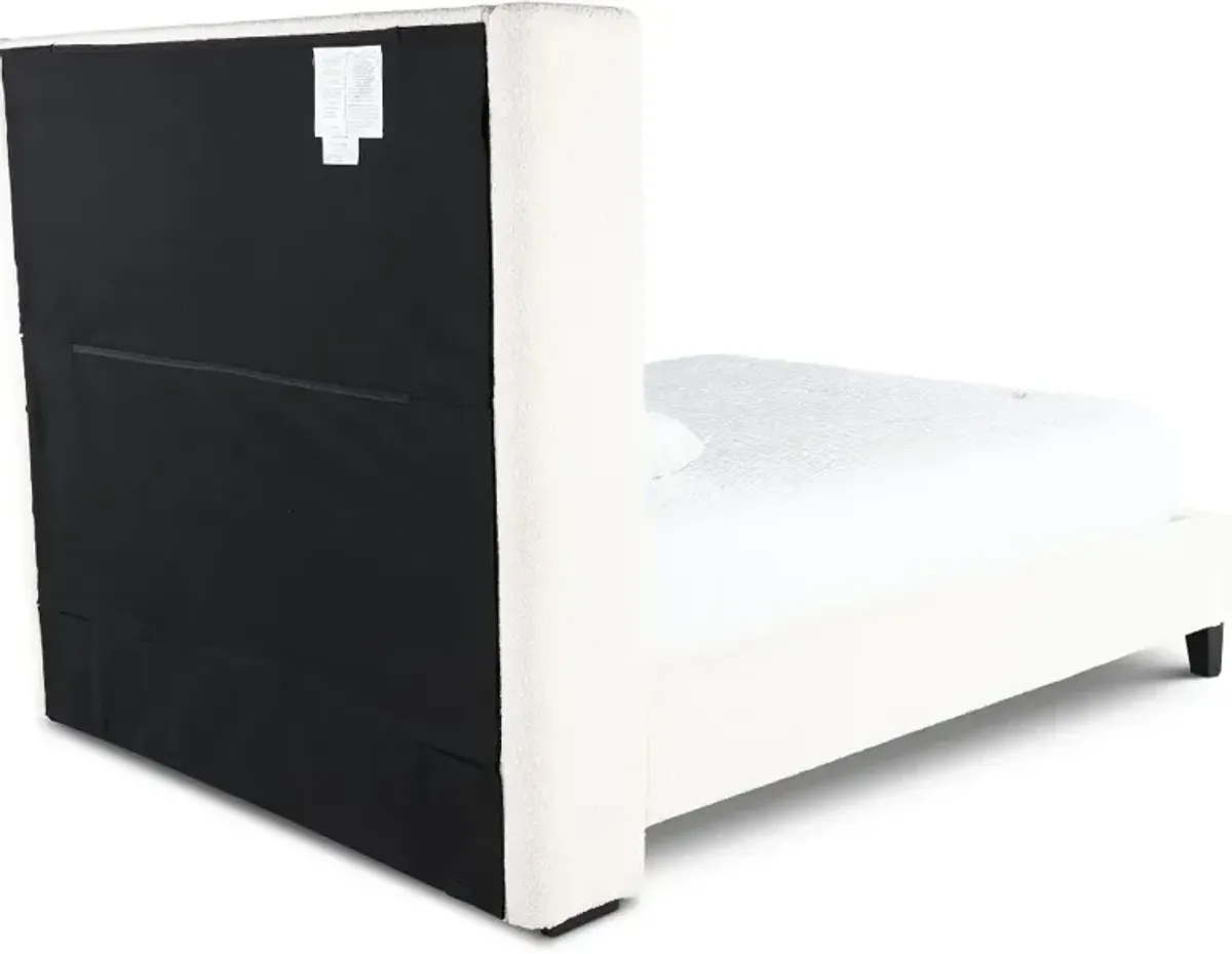 Angel Ivory White Queen Upholstered Bed