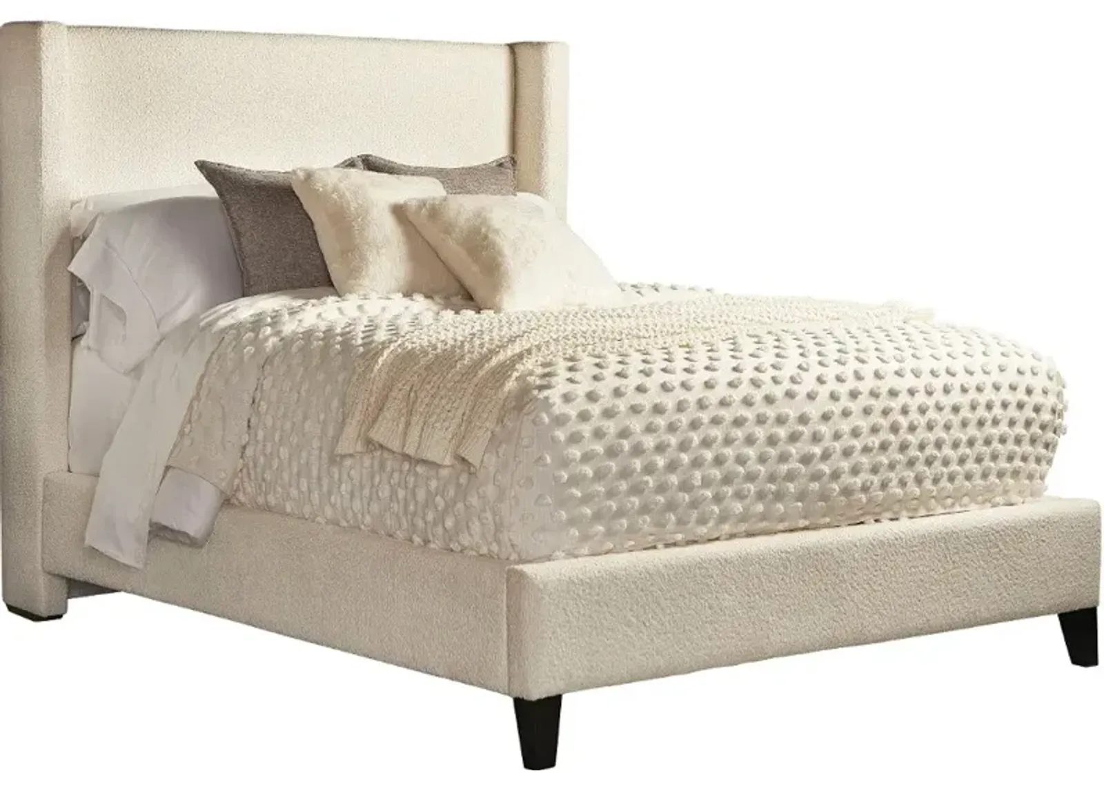 Angel Ivory White Queen Upholstered Bed