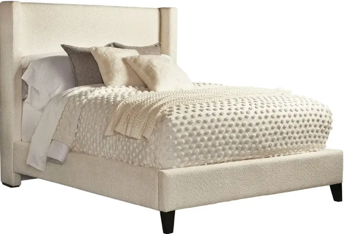 Angel Ivory White Queen Upholstered Bed