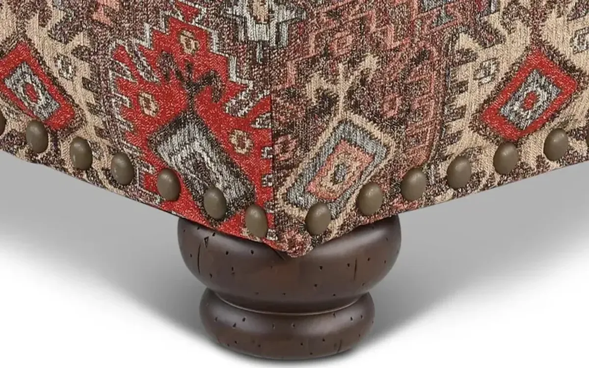 Laramie Red and Brown Accent Ottoman