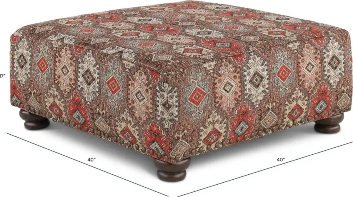 Laramie Red and Brown Accent Ottoman