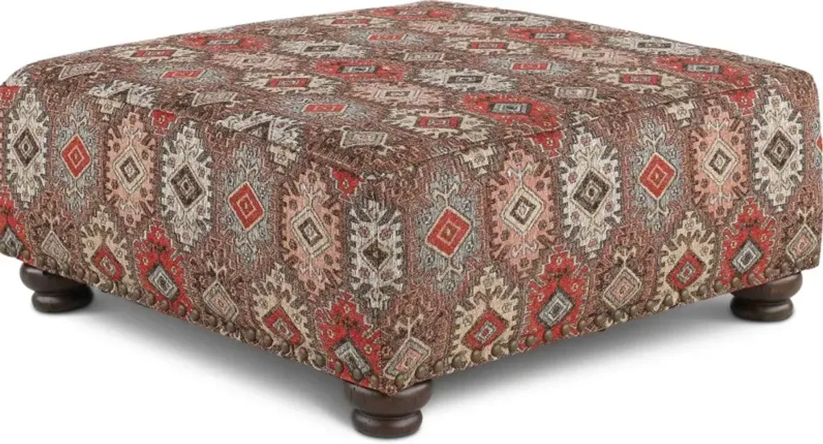 Laramie Red and Brown Accent Ottoman