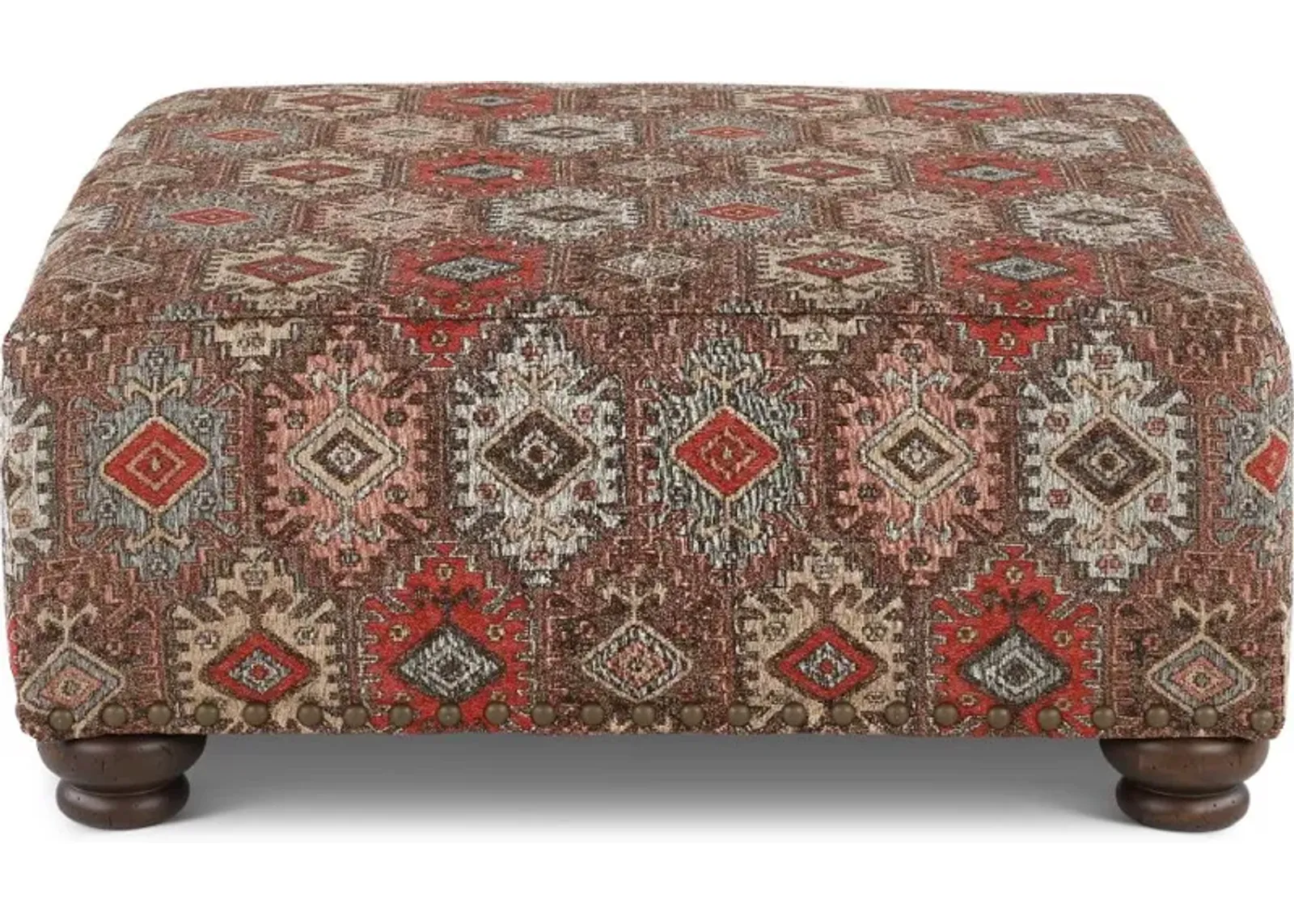 Laramie Red and Brown Accent Ottoman