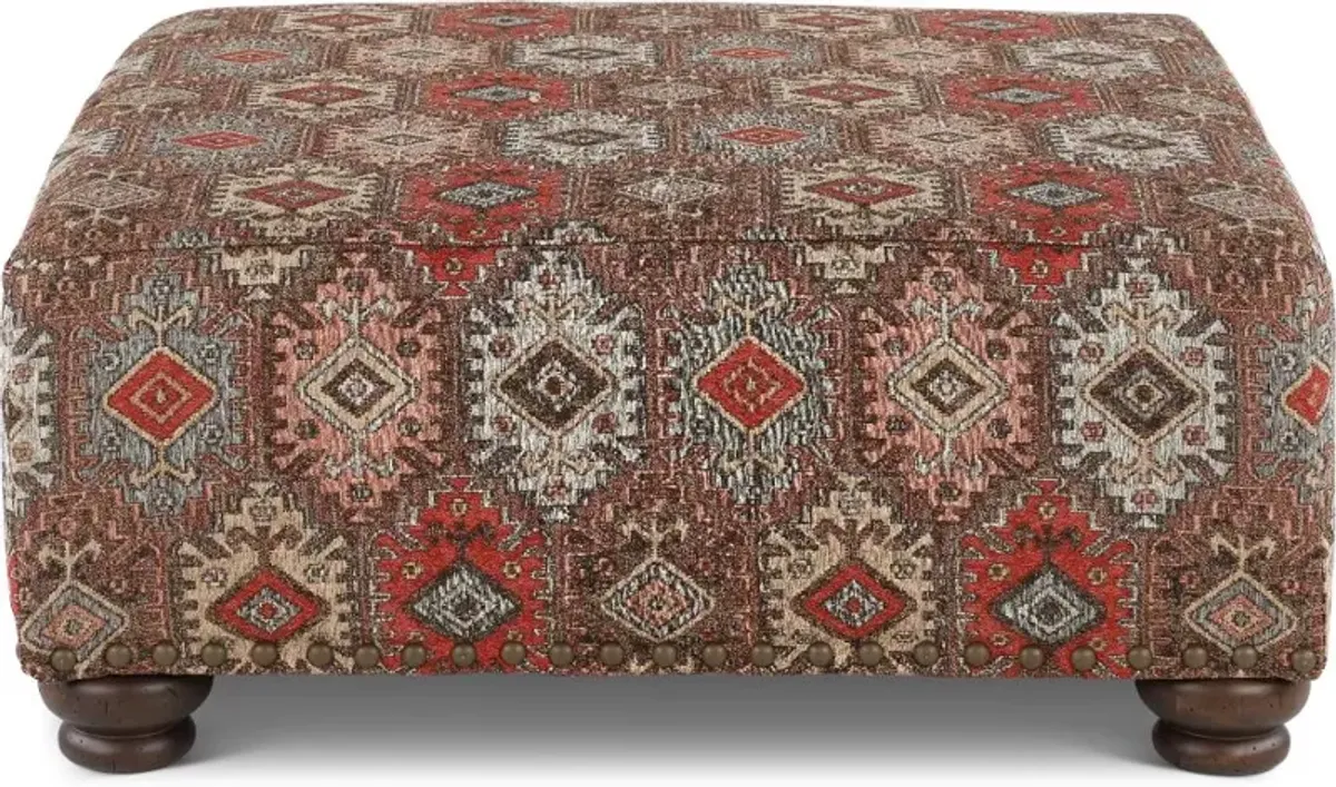 Laramie Red and Brown Accent Ottoman