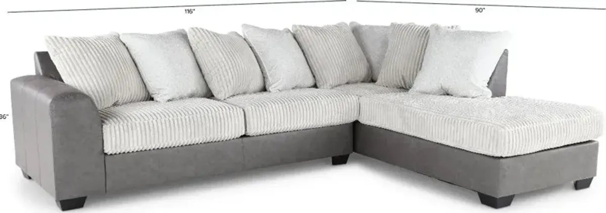 Clairette Two-Tone Gray 2 Piece Sectional