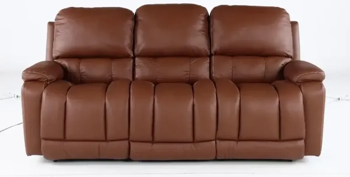 Greyson Caramel Power Reclining Sofa with Headrest and Lumbar