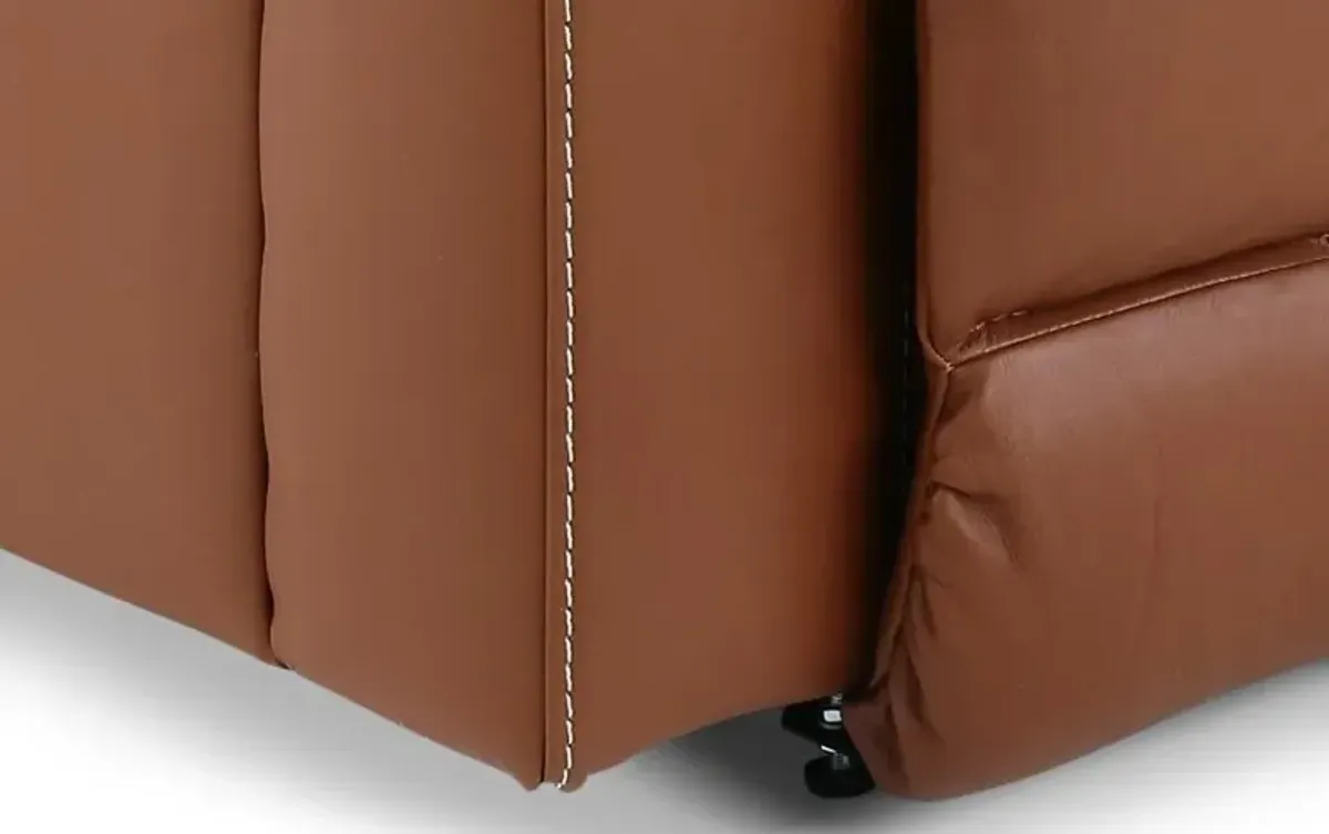 Greyson Caramel Power Reclining Sofa with Headrest and Lumbar