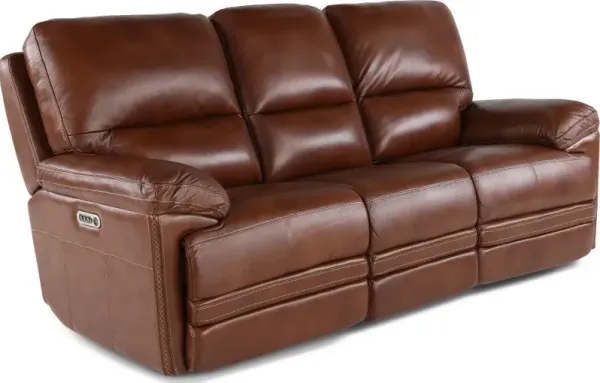 David Pecan Power Reclining Sofa with Power Headrest and Lumbar