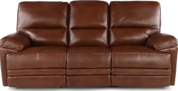 David Pecan Power Reclining Sofa with Power Headrest and Lumbar