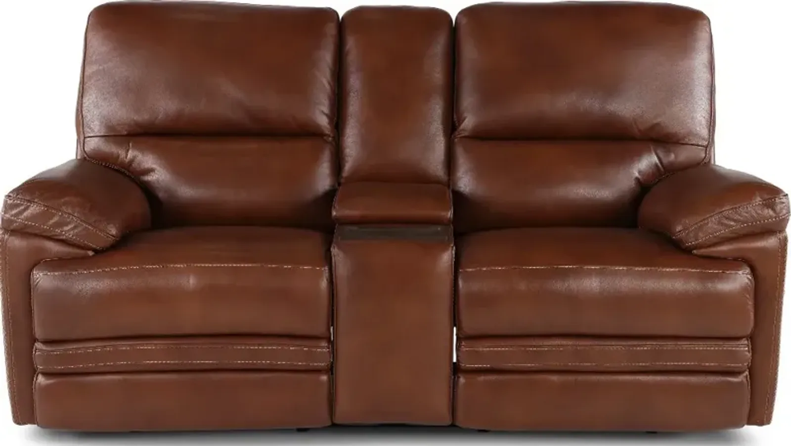 David Pecan Power Reclining Loveseat with Power Headrest and Lumbar