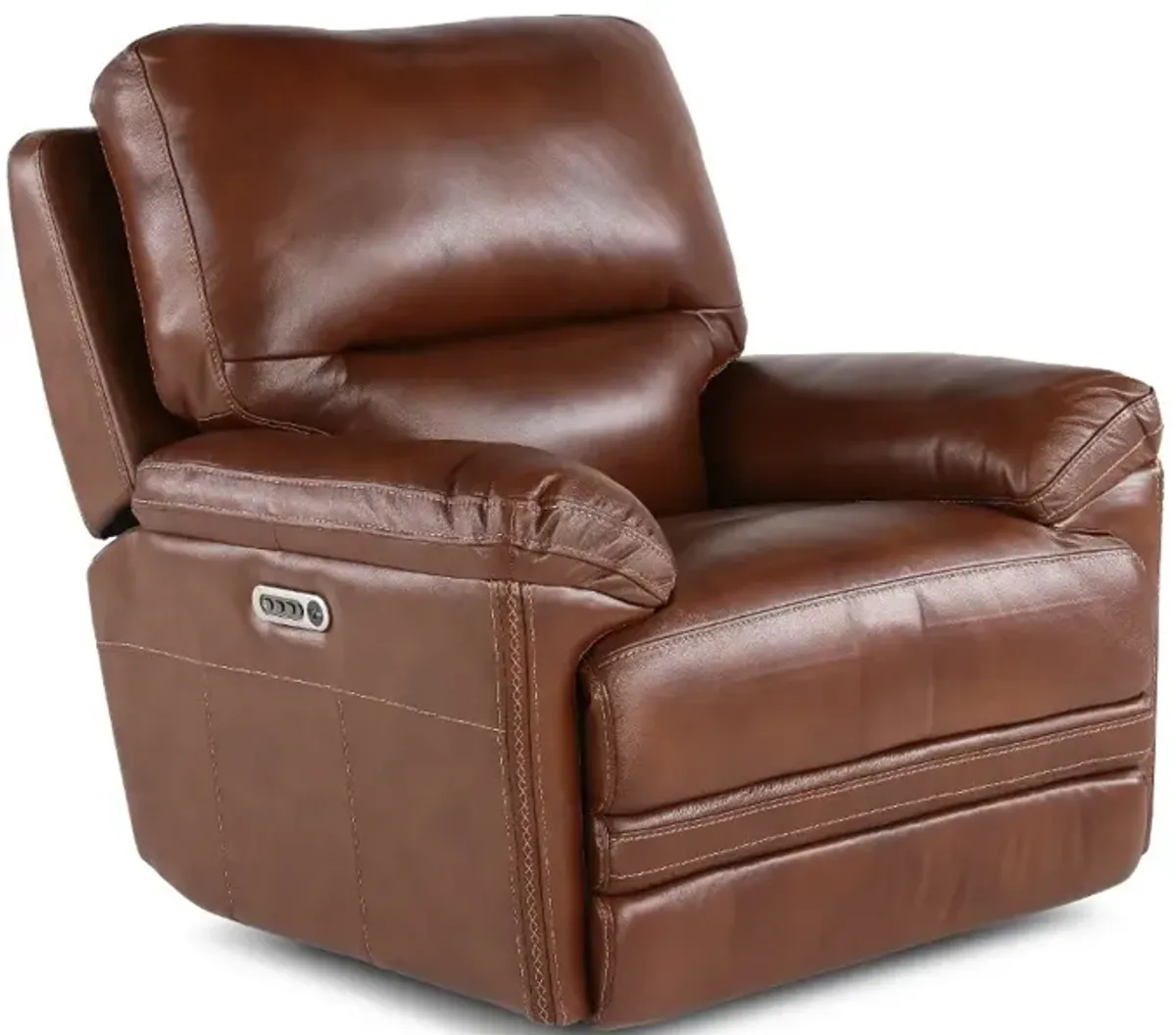 David Pecan Power Recliner with Power Headrest and Lumbar
