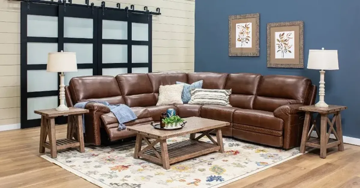 David Pecan 5-Piece Power Reclining Sectional with Power Headrest and Lumbar