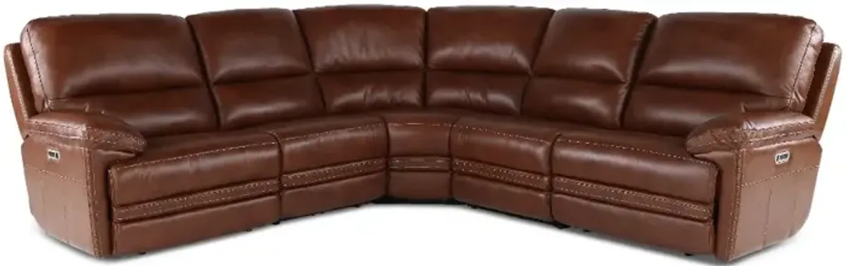 David Pecan 5-Piece Power Reclining Sectional with Power Headrest and Lumbar