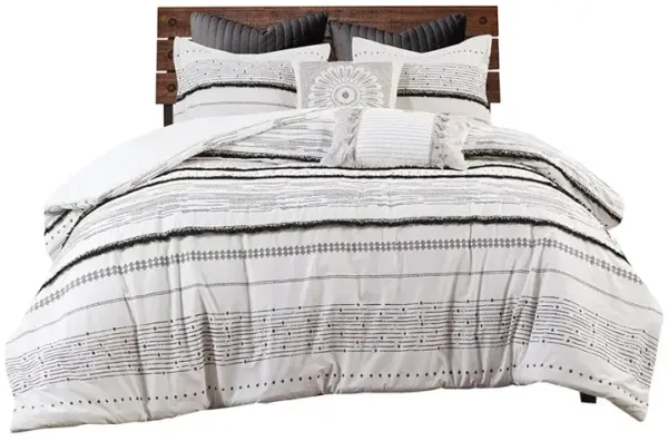 Nea White and Black King 3-Piece Comforter Set