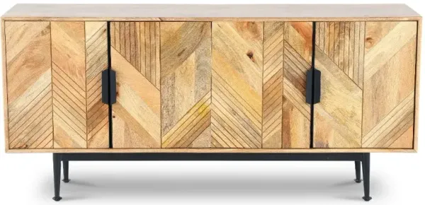 Findon Natural Wood 4-Door Sideboard