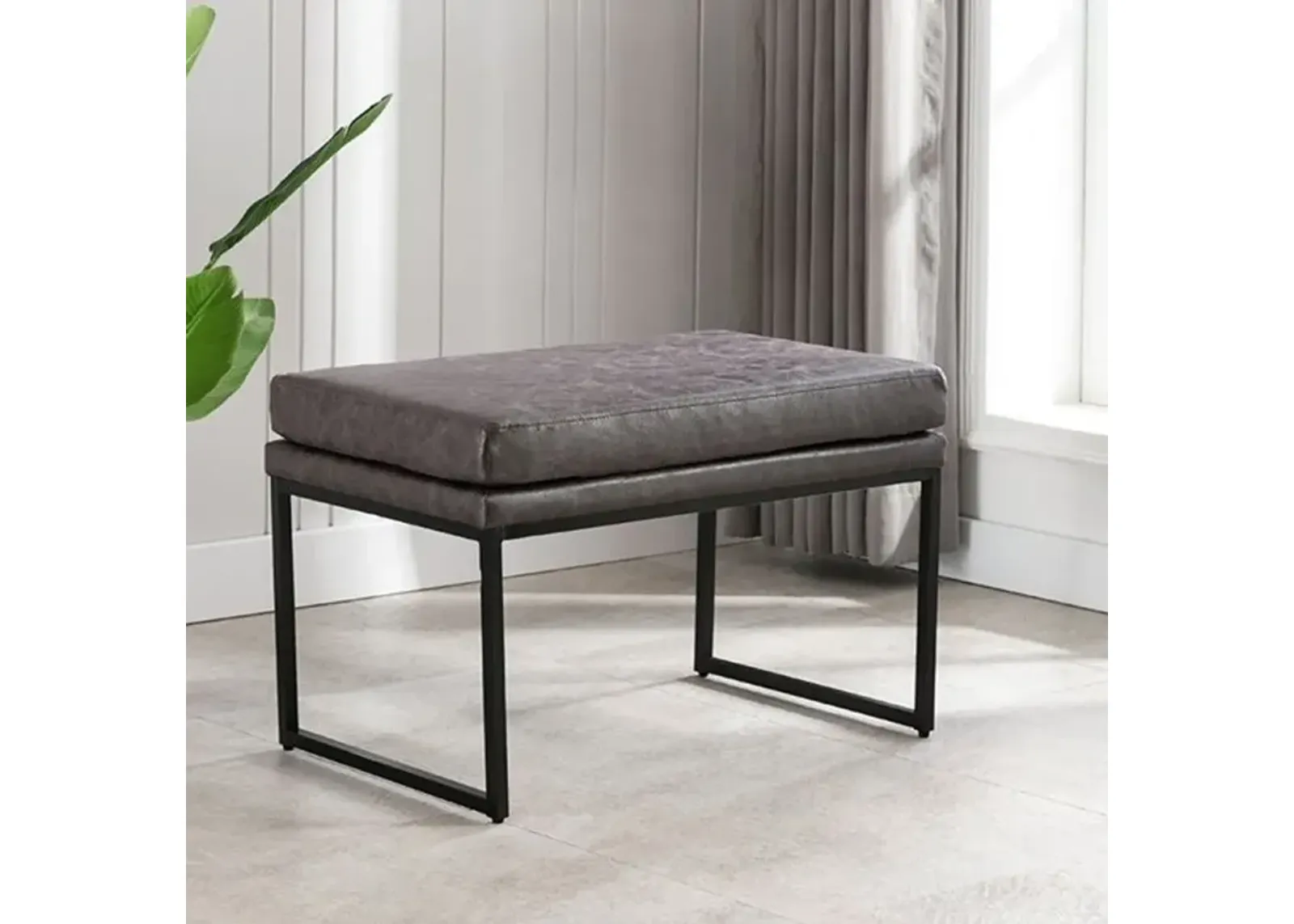 Gray Upholstered Accent Ottoman