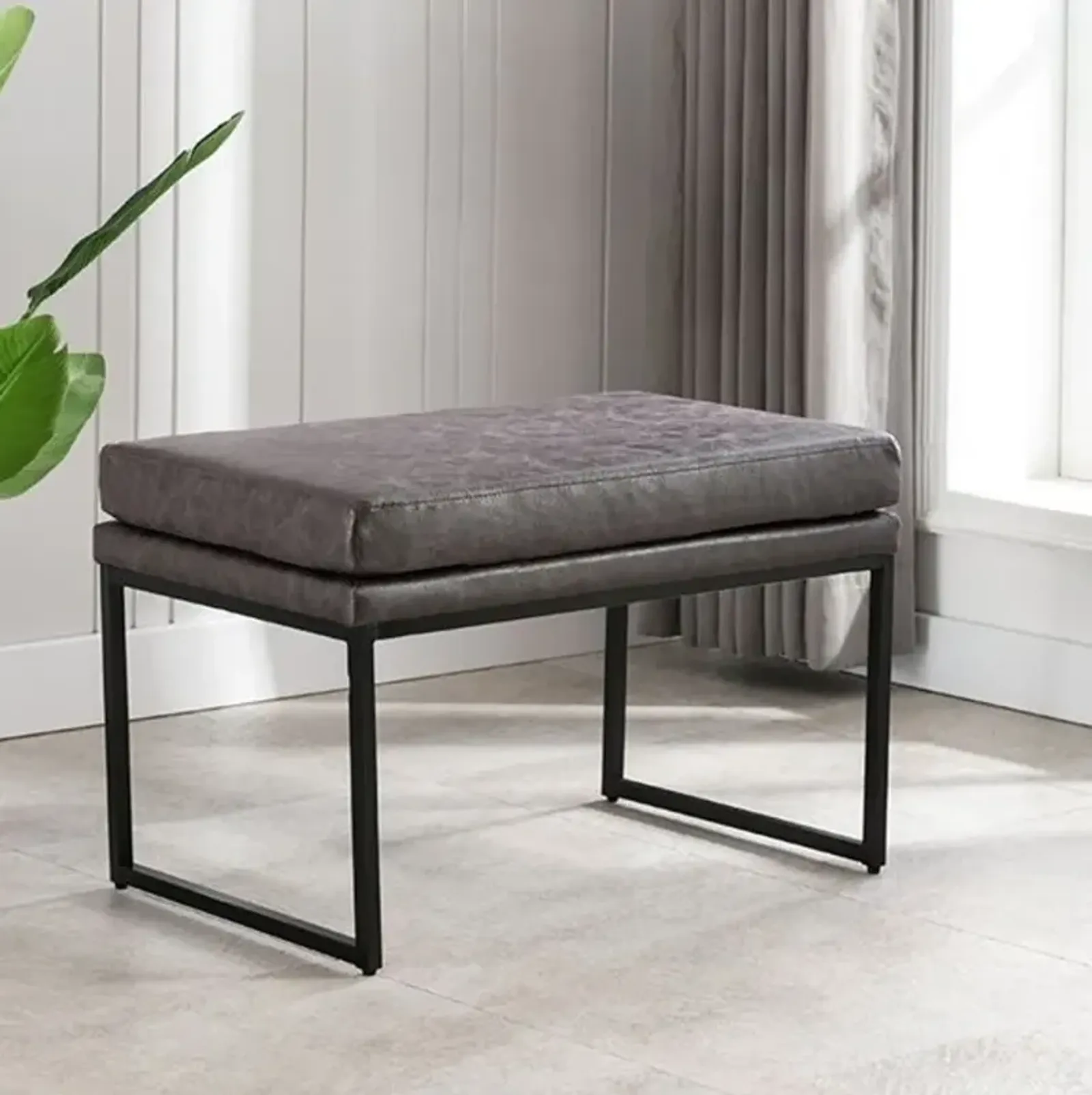 Gray Upholstered Accent Ottoman