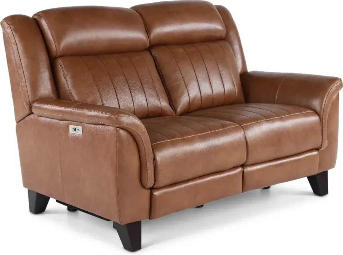 Kimball Caramel Power Reclining Loveseat