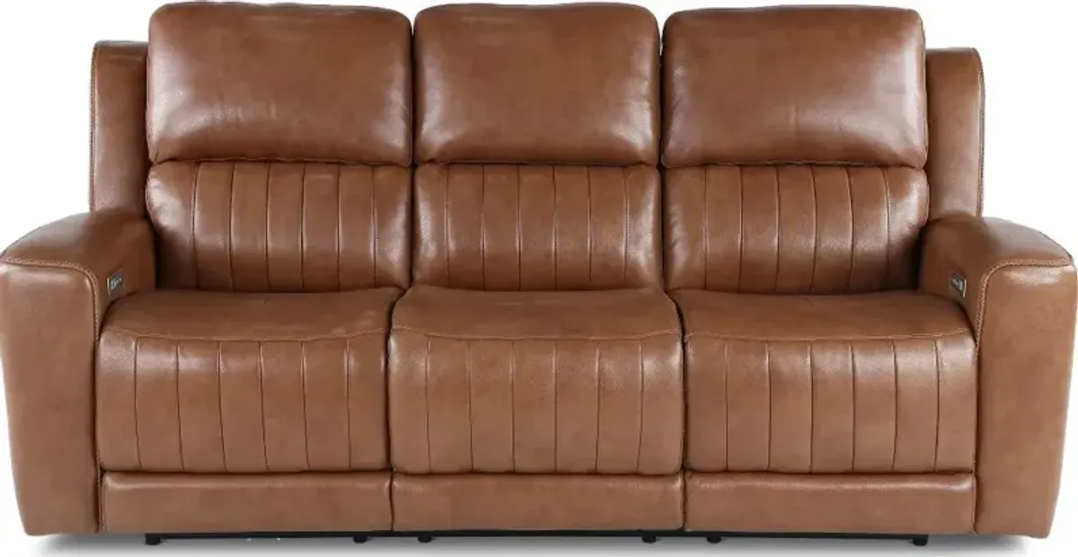 Pierce Caramel Brown Power Reclining Sofa