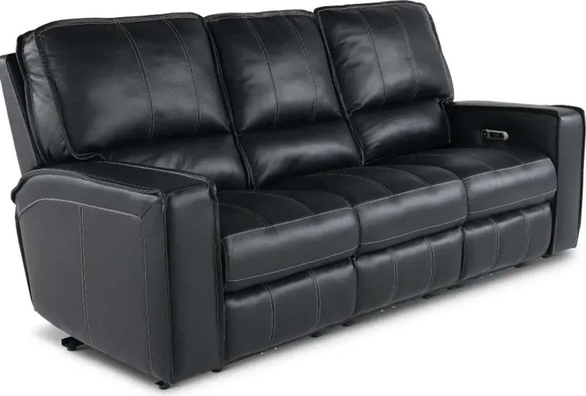 Rockford Black Power Reclining Sofa with Power Headrest