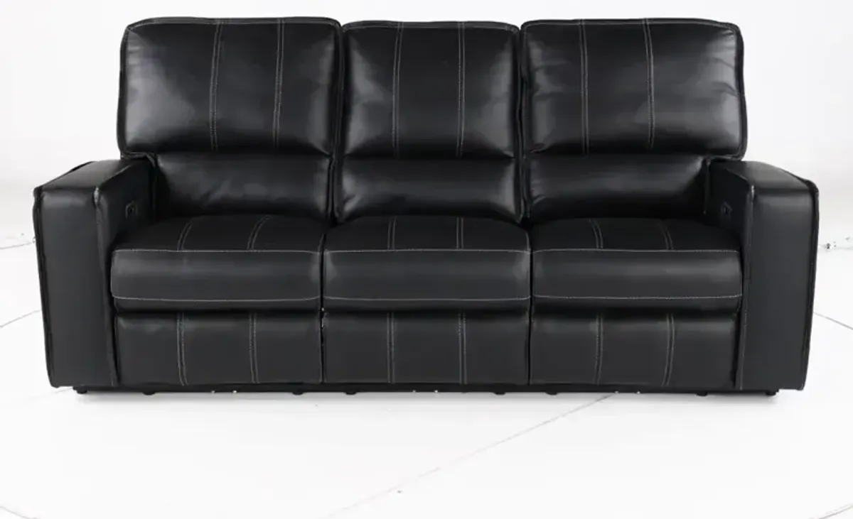 Rockford Black Power Reclining Sofa with Power Headrest