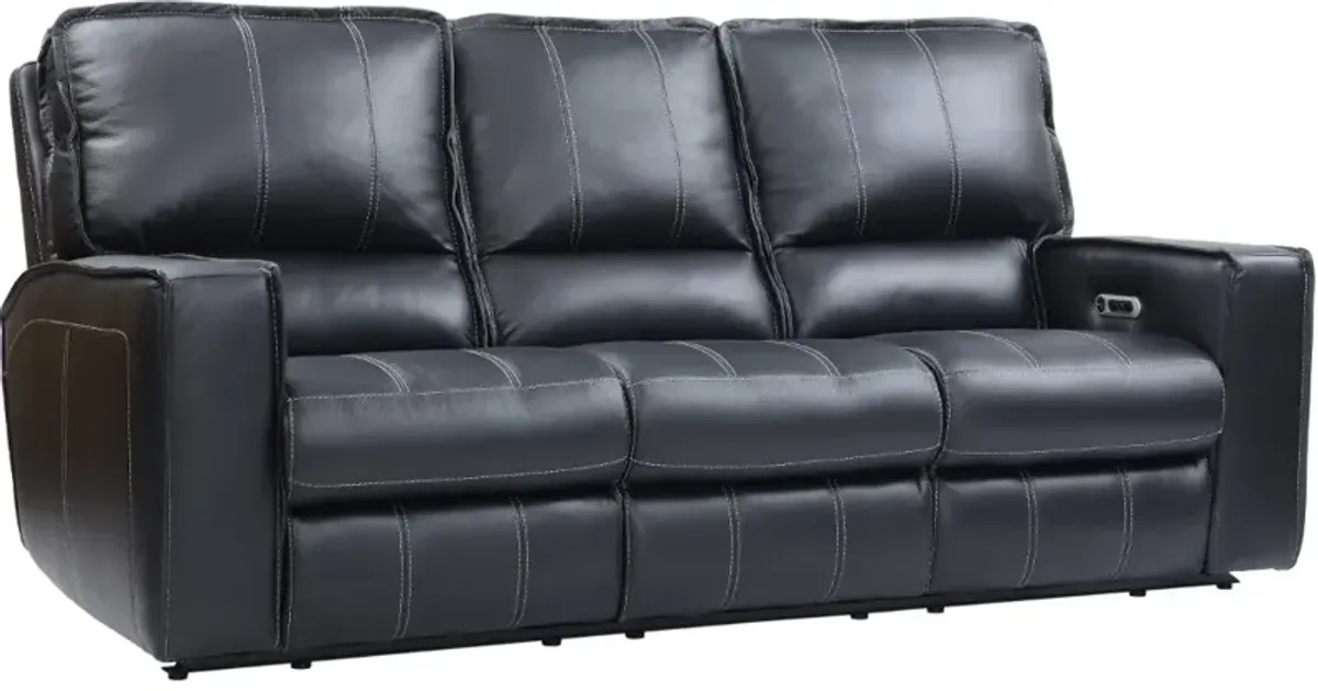 Rockford Black Power Reclining Sofa with Power Headrest