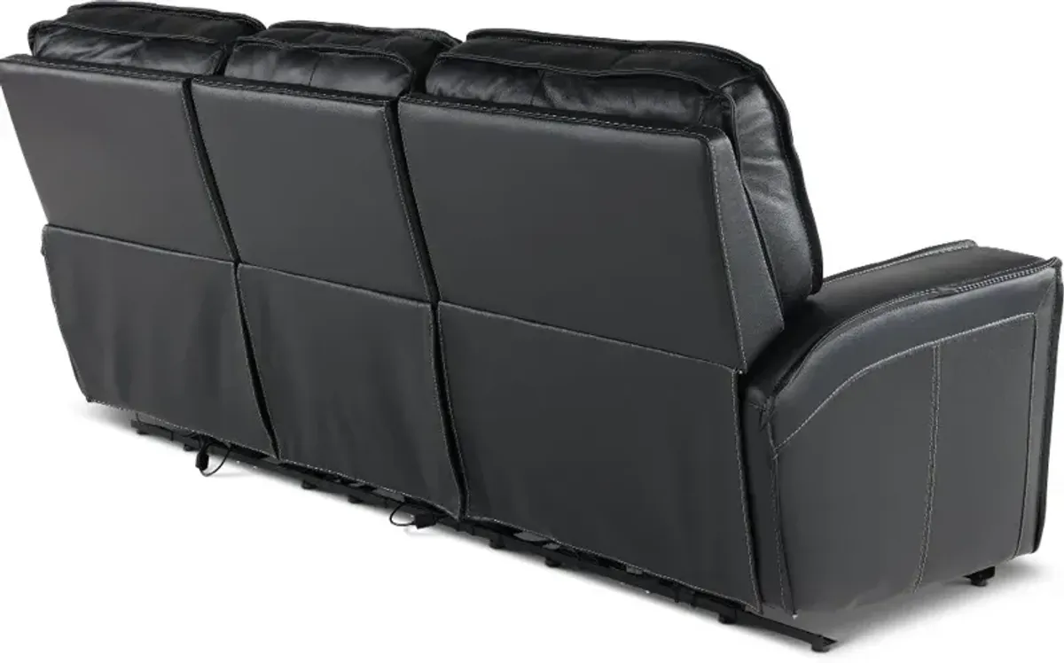 Rockford Black Power Reclining Sofa with Power Headrest