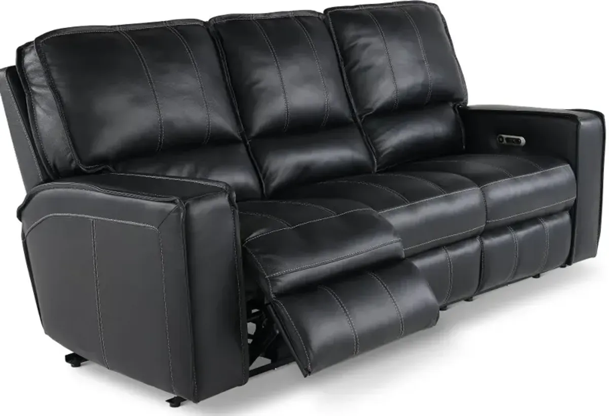 Rockford Black Power Reclining Sofa with Power Headrest