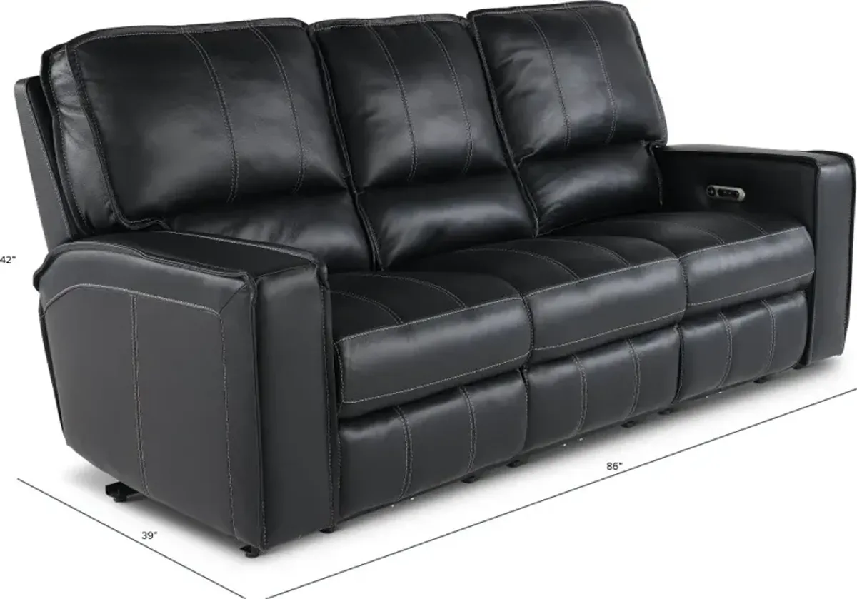 Rockford Black Power Reclining Sofa with Power Headrest