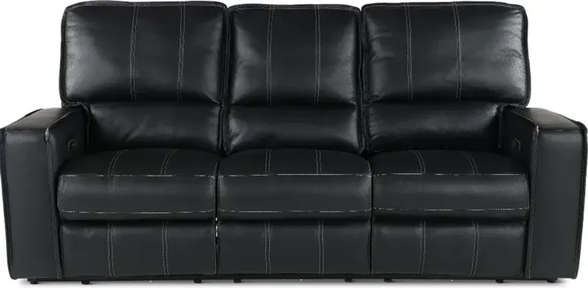 Rockford Black Power Reclining Sofa with Power Headrest