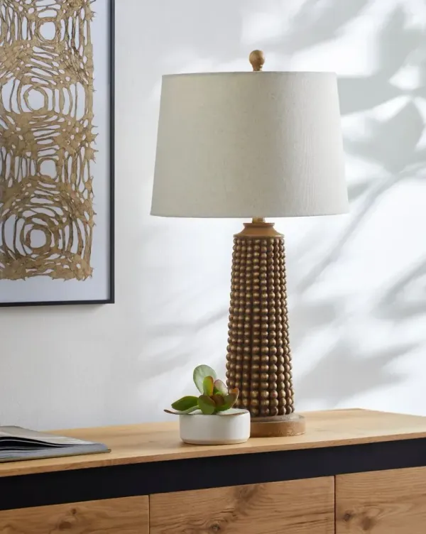 29" Brown and Linen Table Lamp
