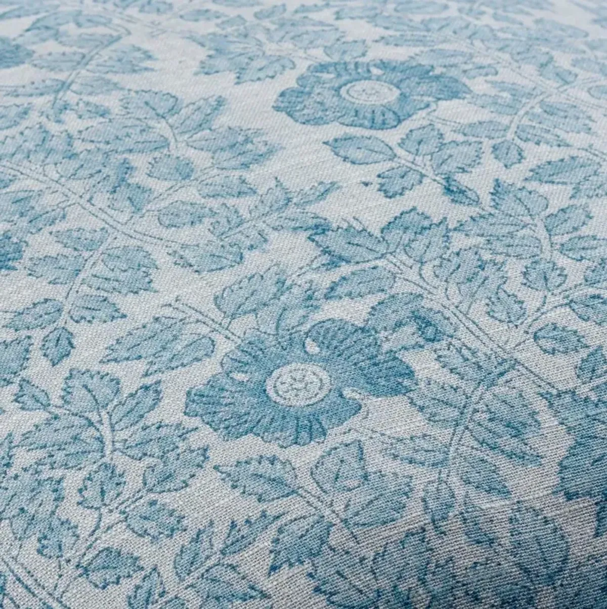 Blue Linen Flowers Accent Pillow