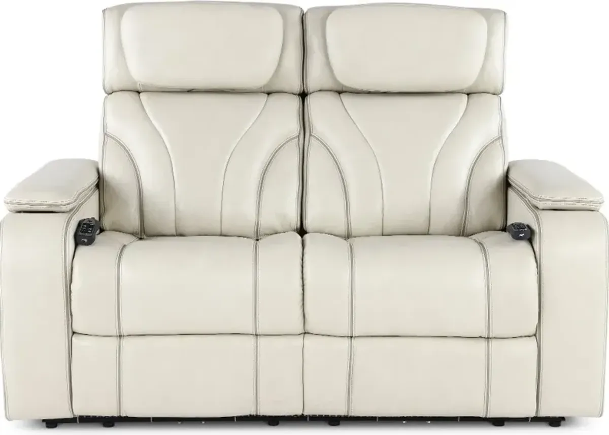 Arya Putty Power Reclining Loveseat with Power Headrests and Massage