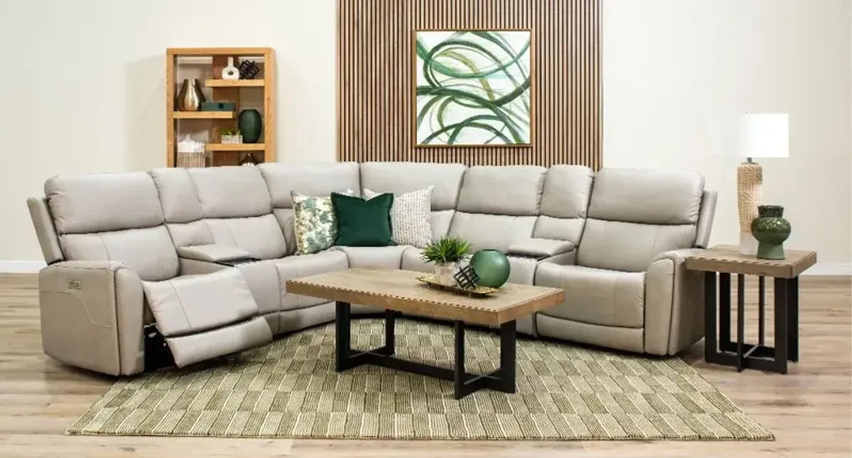 Damon Capriccio Dove 7-Piece Power Reclining Sectional with Audio System
